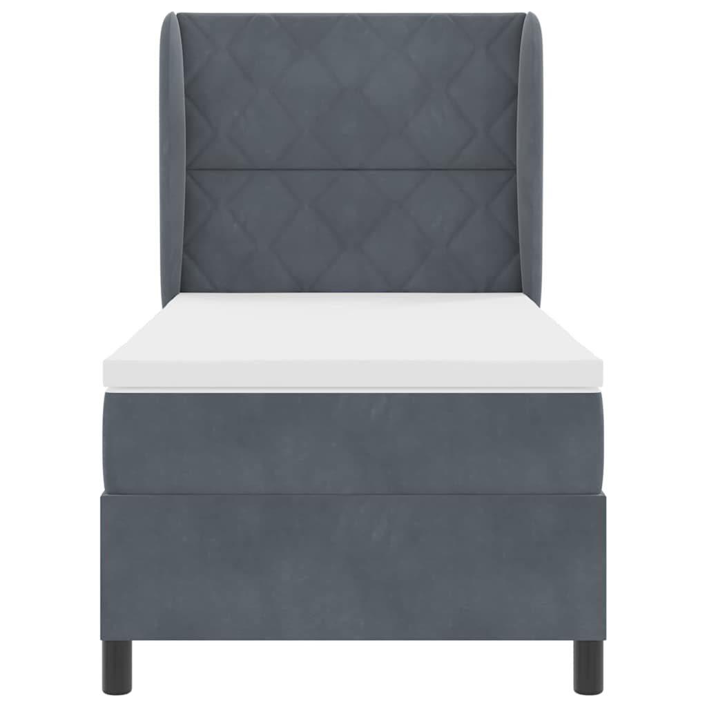 Κρεβάτι με ελατήρια Σκούρο Γκρι 200 x 90 εκ. Πολυεστέρας - Pakobazaar