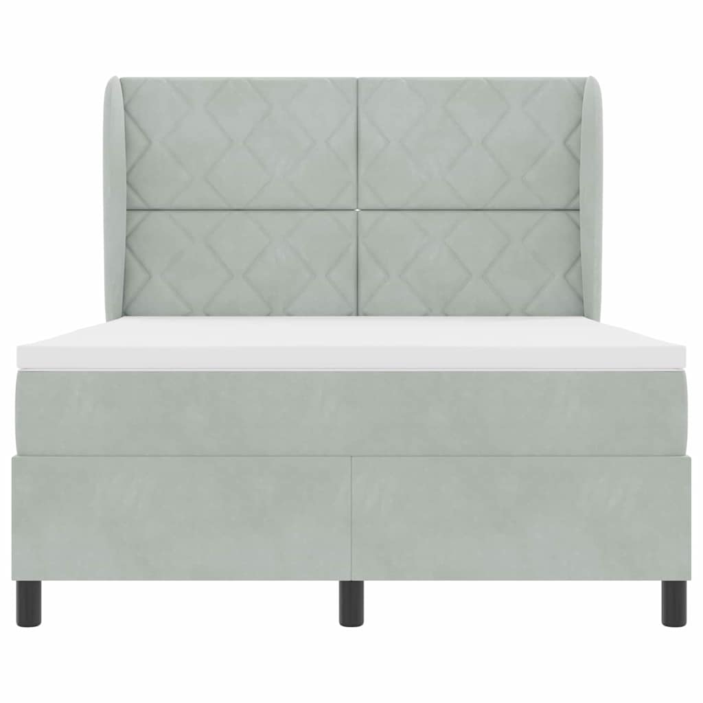 Κρεβάτι με ελατήρια με στρώμα Ανοιχτό γκρι 200 x 140 cm Βελούδο