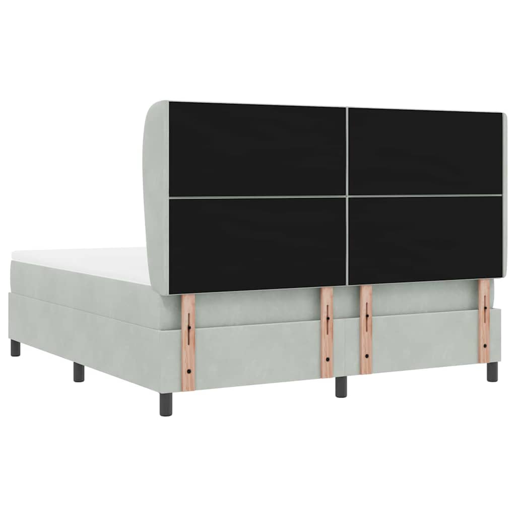 Κρεβάτι με ελατήρια Ανοιχτό γκρι 200 x 180 cm Βελούδο - Pakobazaar
