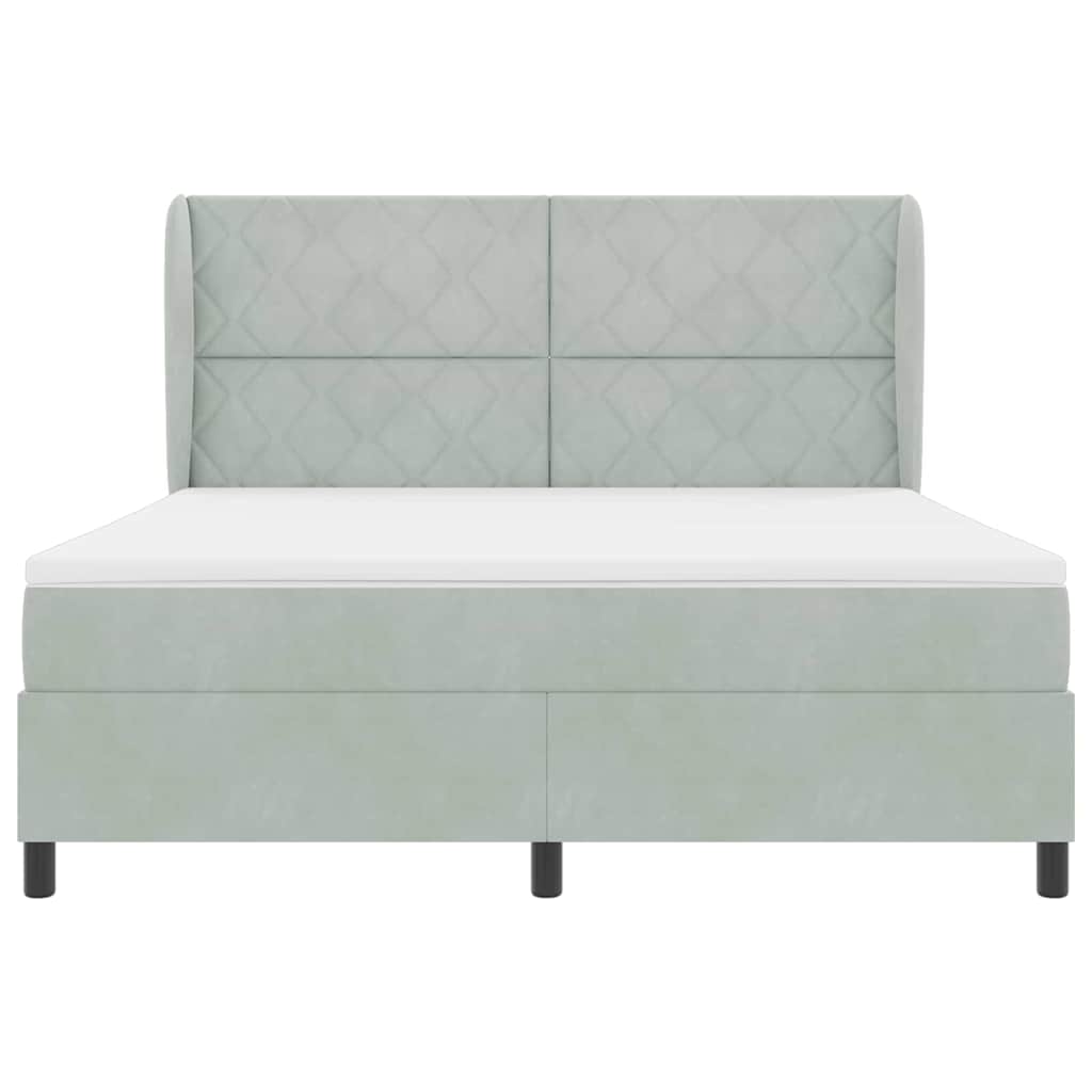 Κρεβάτι με ελατήρια Ανοιχτό γκρι 200 x 180 cm Βελούδο - Pakobazaar