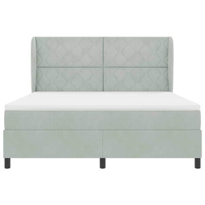 Κρεβάτι με ελατήρια Ανοιχτό γκρι 200 x 180 cm Βελούδο - Pakobazaar
