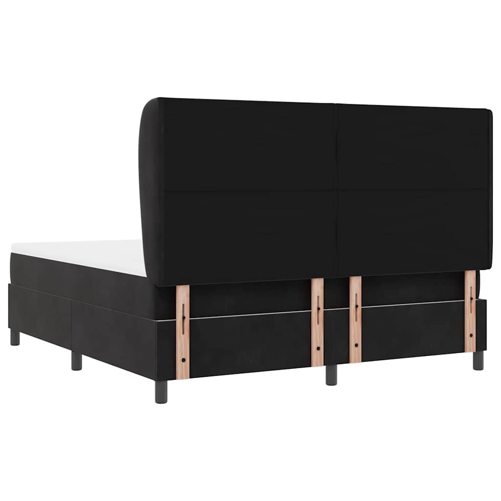 Κρεβάτι με ελατήρια με κεφαλάρι Μαύρο 200 x 180 cm Βελούδο - Pakobazaar