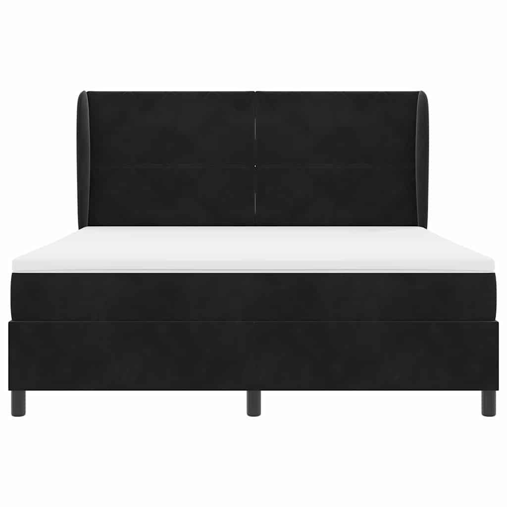 Κρεβάτι με ελατήρια με κεφαλάρι Μαύρο 200 x 180 cm Βελούδο - Pakobazaar