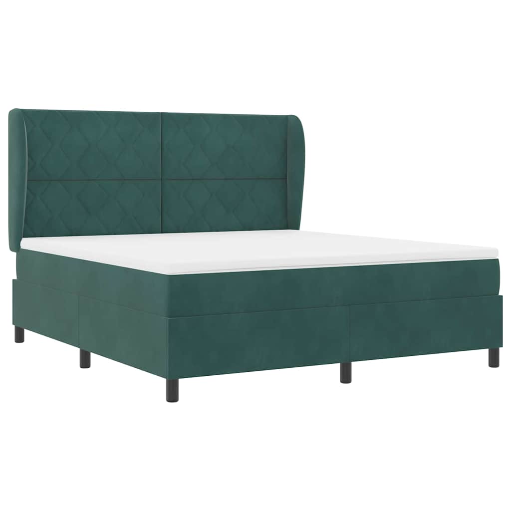 Κρεβάτι με ελατήρια Σκούρο Πράσινο 200 x 180 cm Βελούδο - Pakobazaar