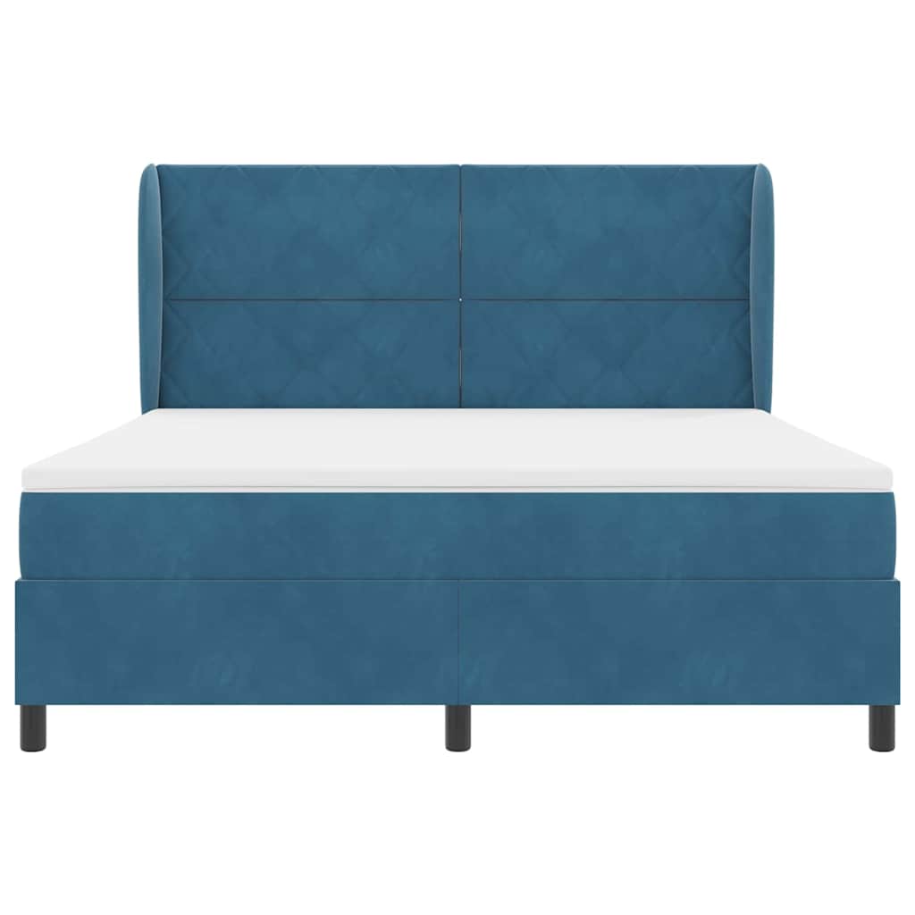 Κρεβάτι με ελατήρια με στρώμα Σκούρο Μπλε 200 x 180 cm Βελούδο