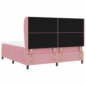 Κρεβάτι με ελατήρια με κεφαλάρι Ροζ 200 x 180 cm Βελούδο - Pakobazaar