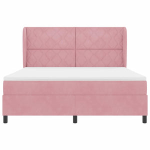 Κρεβάτι με ελατήρια με κεφαλάρι Ροζ 200 x 180 cm Βελούδο - Pakobazaar