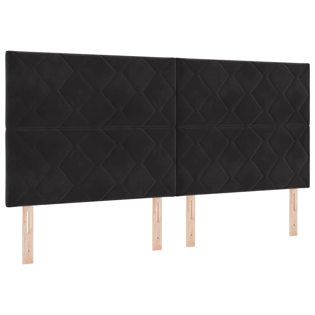 Κρεβάτι με ελατήρια με κεφαλάρι Μαύρο 200 x 200 cm Βελούδο - Pakobazaar