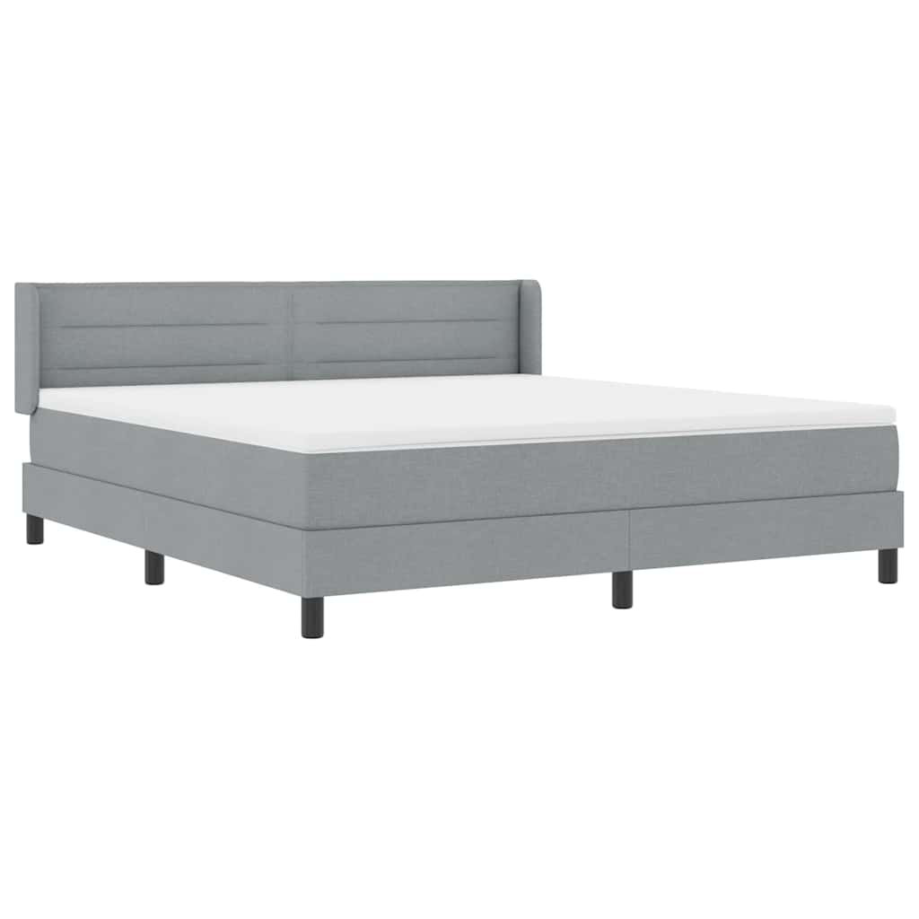 Κρεβάτι με ελατήρια Ανοιχτό γκρι 200 x 180 cm Πολυεστέρας - Pakobazaar