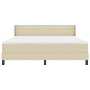 Κρεβάτι με ελατήρια με κεφαλάρι Κρεμ 200 x 180 cm ύφασμα