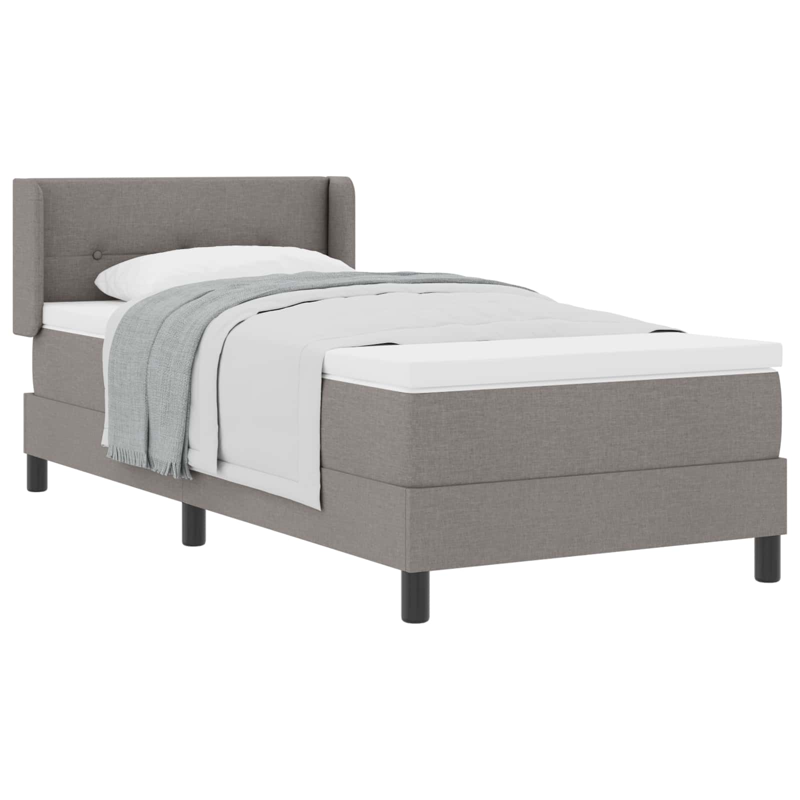 Κρεβάτι με ελατήρια με κεφαλάρι Taupe 200 x 90 εκ. ύφασμα - Pakobazaar