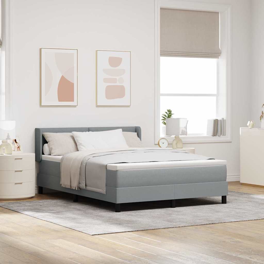 Κρεβάτι με ελατήρια Ανοιχτό γκρι 190 x 140 εκατοστά Πολυεστέρας - Pakobazaar