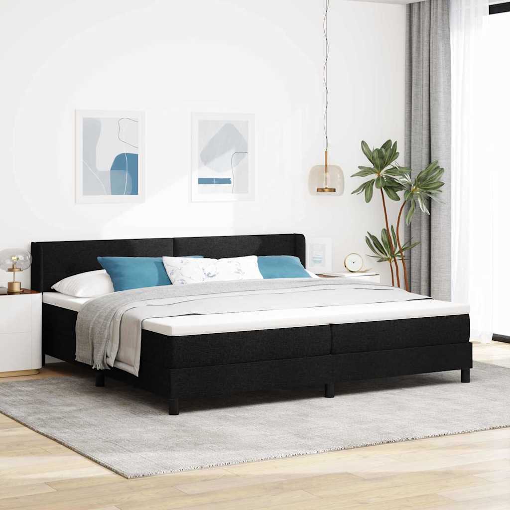 Κρεβάτι με ελατήρια με κεφαλάρι Μαύρο 200 x 200 cm ύφασμα - Pakobazaar