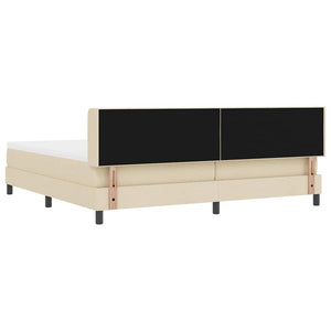 Κρεβάτι με ελατήρια με κεφαλάρι Κρεμ 200 x 200 cm ύφασμα