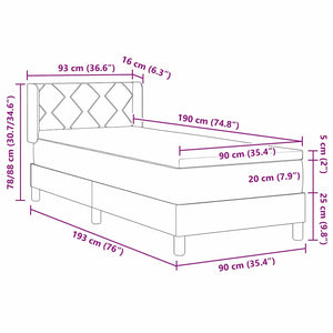 Κρεβάτι με ελατήρια Ανοιχτό γκρι 190 x 90 cm Πολυεστέρας - Pakobazaar
