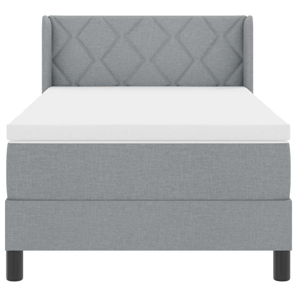 Κρεβάτι με ελατήρια με στρώμα Ανοιχτό γκρι 200 x 100 cm ύφασμα