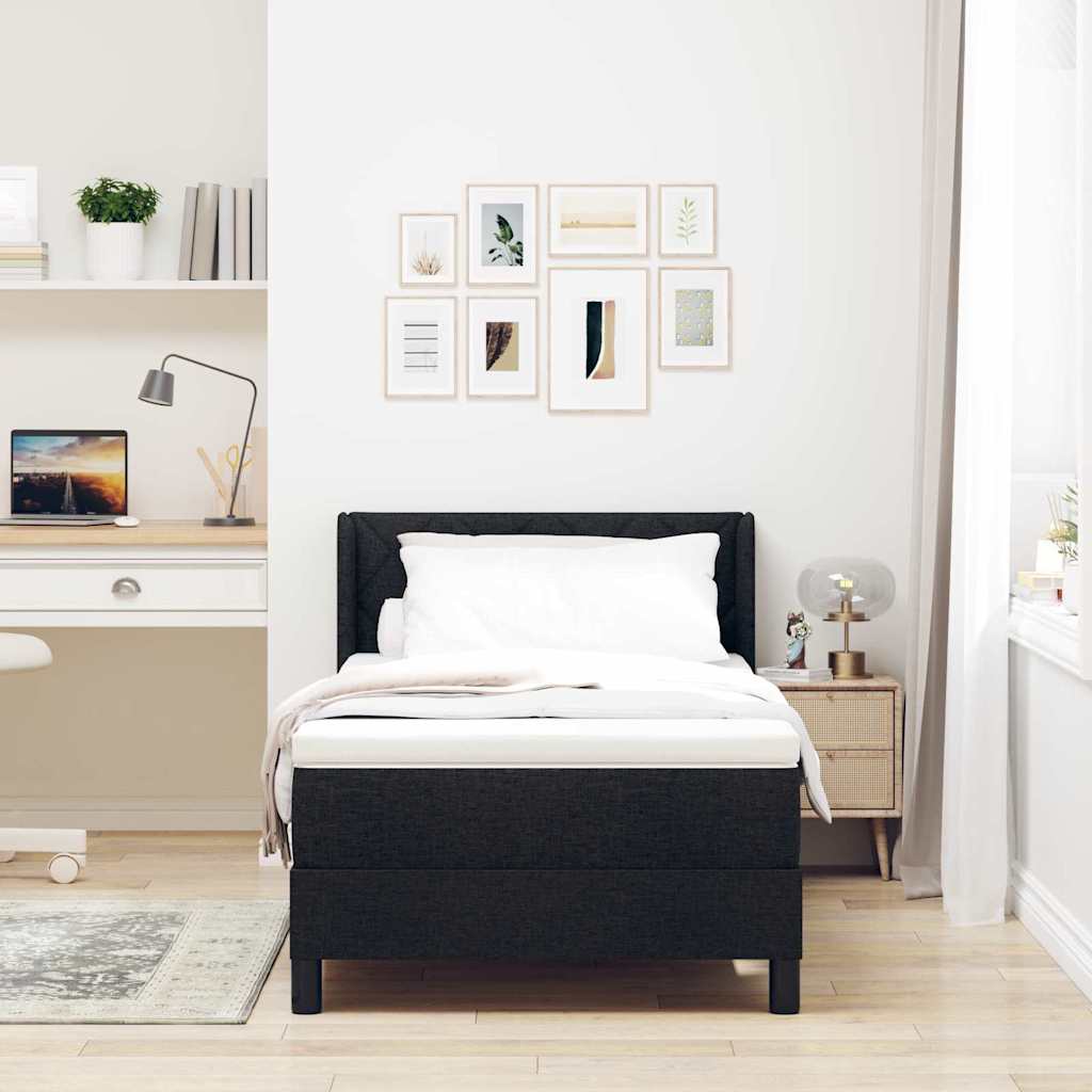 Κρεβάτι με ελατήρια με στρώμα Μαύρο 200 x 100 cm Πολυεστέρας - Pakobazaar