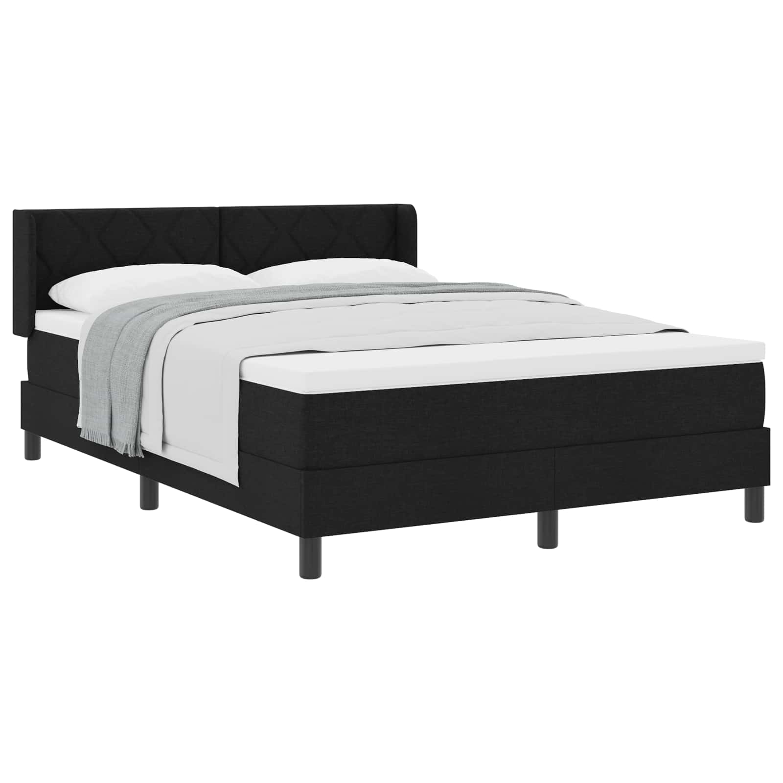 Κρεβάτι με ελατήρια με κεφαλάρι Μαύρο 200 x 140 cm ύφασμα