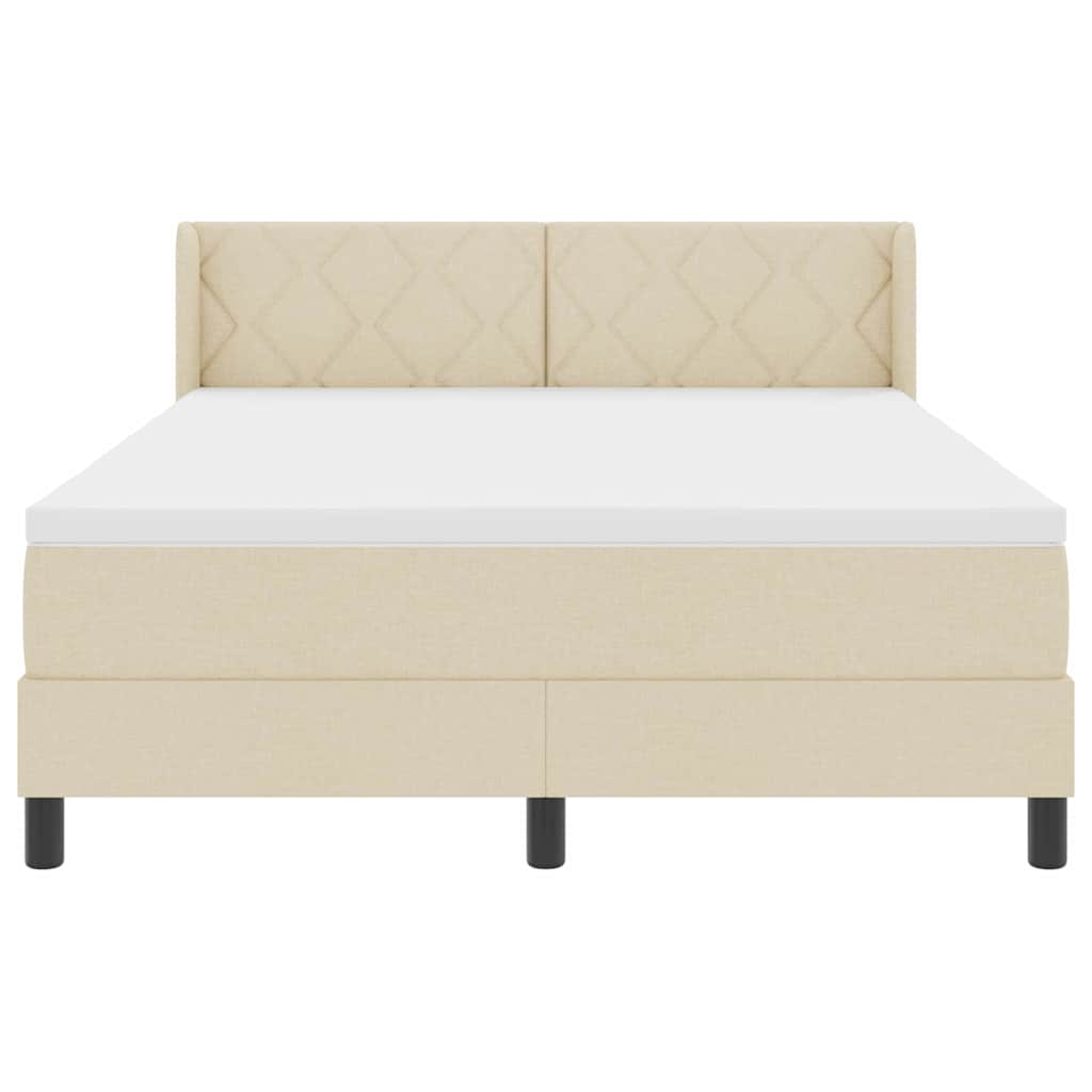 Κρεβάτι με ελατήρια με κεφαλάρι Κρεμ 200 x 140 cm ύφασμα