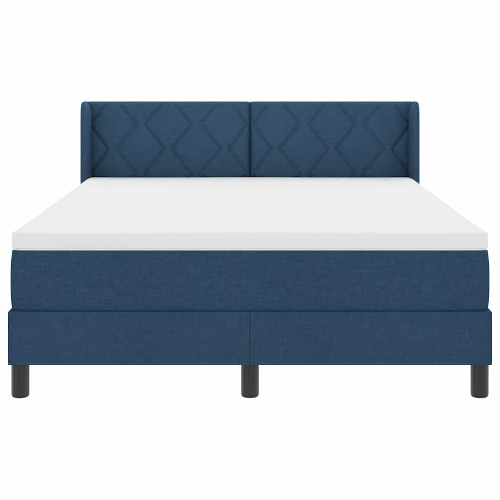 Κρεβάτι με ελατήρια με κεφαλάρι Μπλε 200 x 140 cm ύφασμα - Pakobazaar