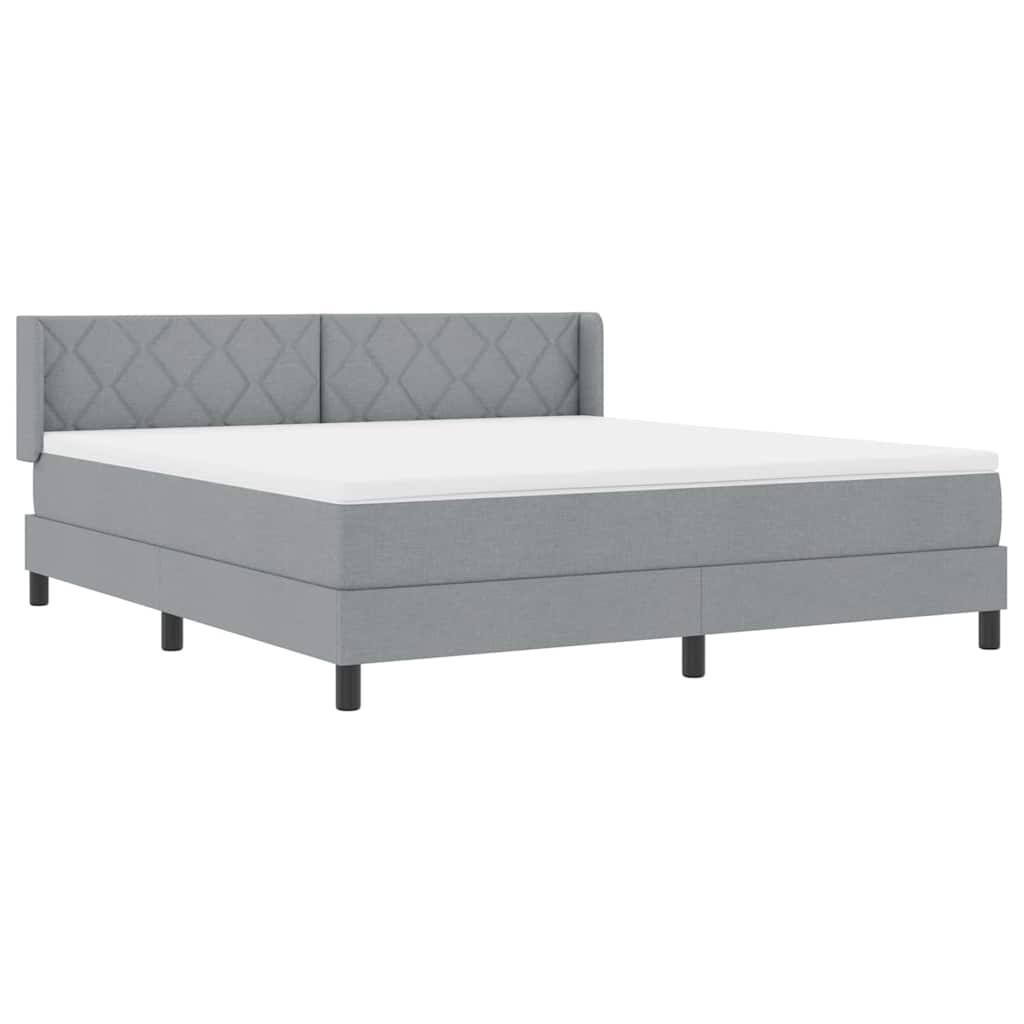 Κρεβάτι με ελατήρια Ανοιχτό γκρι 200 x 180 cm ύφασμα - Pakobazaar