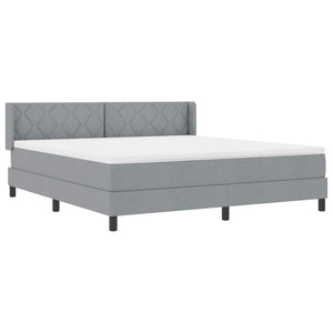 Κρεβάτι με ελατήρια Ανοιχτό γκρι 200 x 180 cm ύφασμα - Pakobazaar