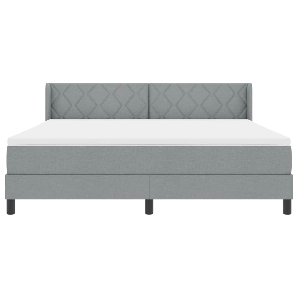 Κρεβάτι με ελατήρια Ανοιχτό γκρι 200 x 180 cm ύφασμα - Pakobazaar
