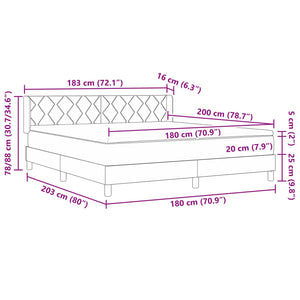 Κρεβάτι με ελατήρια με κεφαλάρι Μαύρο 200 x 180 cm ύφασμα - Pakobazaar