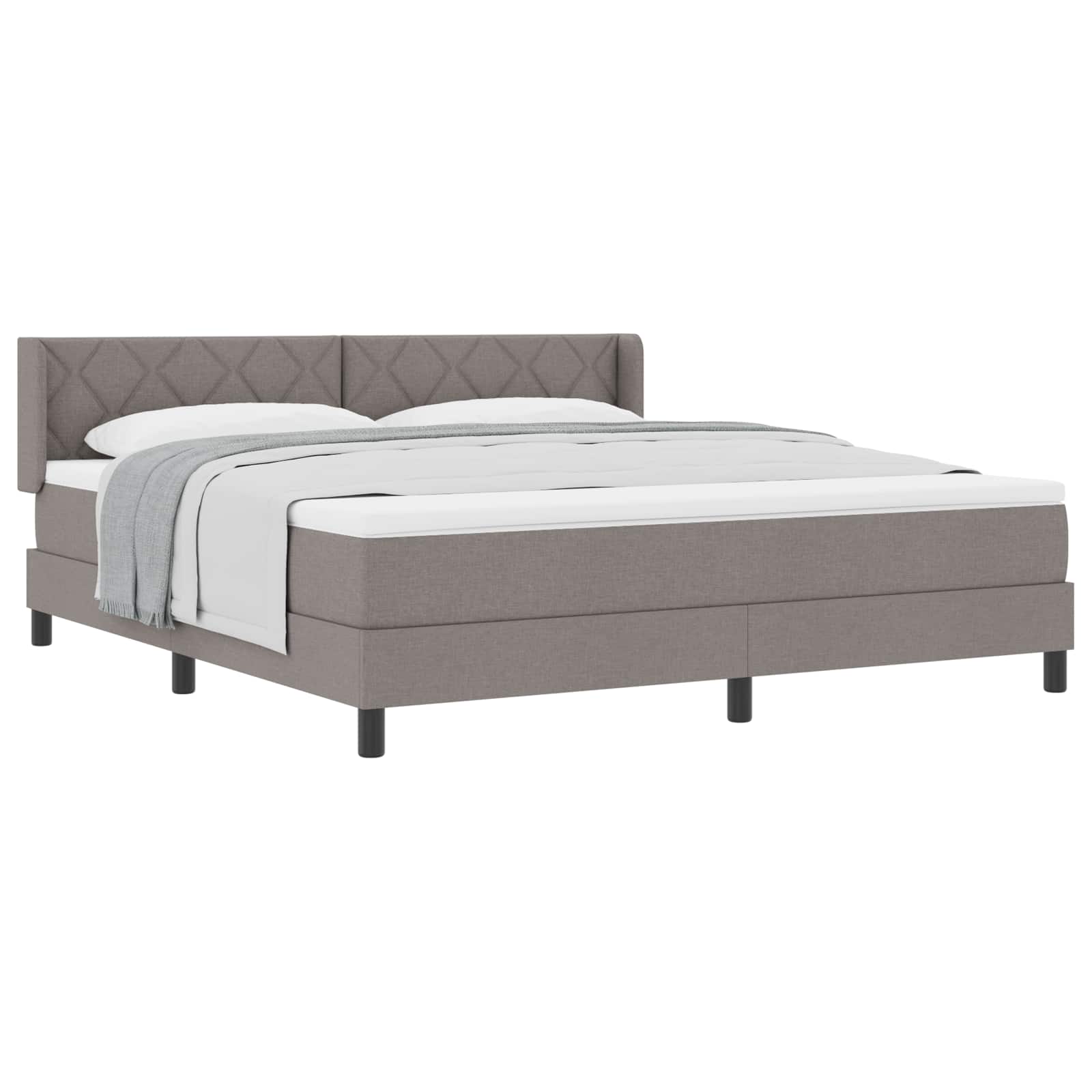 Κρεβάτι με ελατήρια με κεφαλάρι Taupe 200 x 180 cm ύφασμα - Pakobazaar