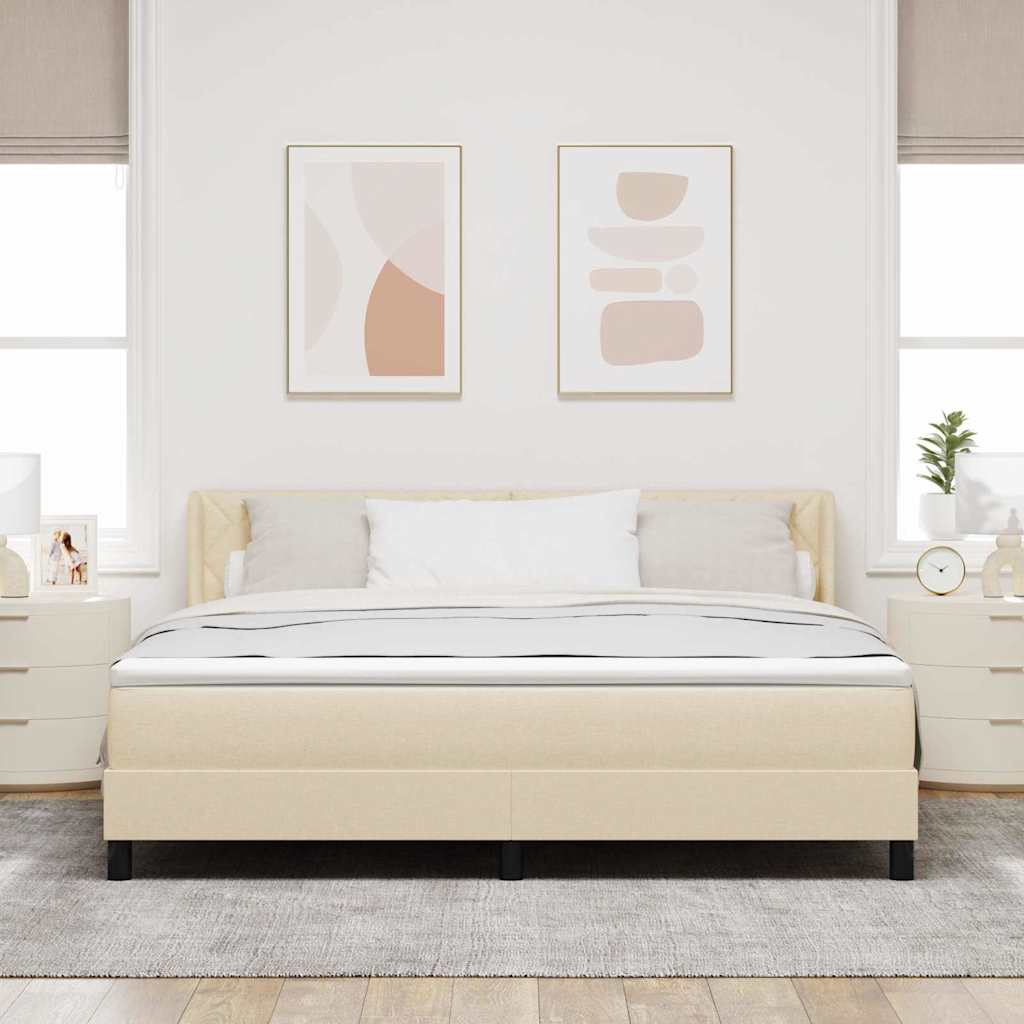 Κρεβάτι με ελατήρια με κεφαλάρι Κρεμ 200 x 180 cm ύφασμα