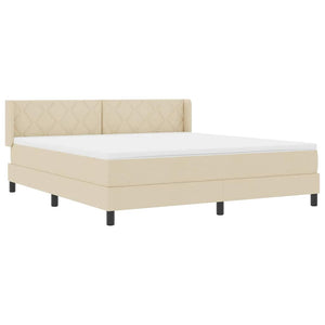 Κρεβάτι με ελατήρια με κεφαλάρι Κρεμ 200 x 180 cm ύφασμα