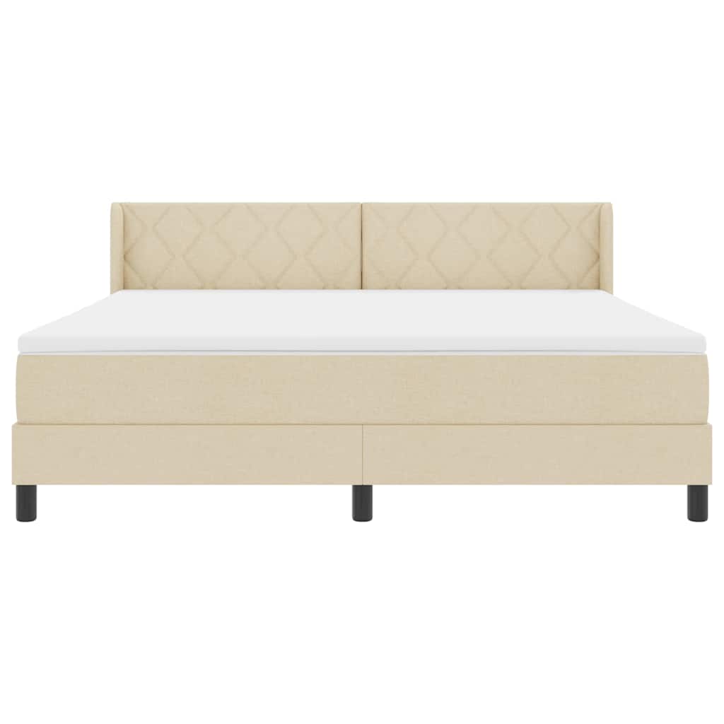 Κρεβάτι με ελατήρια με κεφαλάρι Κρεμ 200 x 180 cm ύφασμα