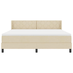 Κρεβάτι με ελατήρια με κεφαλάρι Κρεμ 200 x 180 cm ύφασμα
