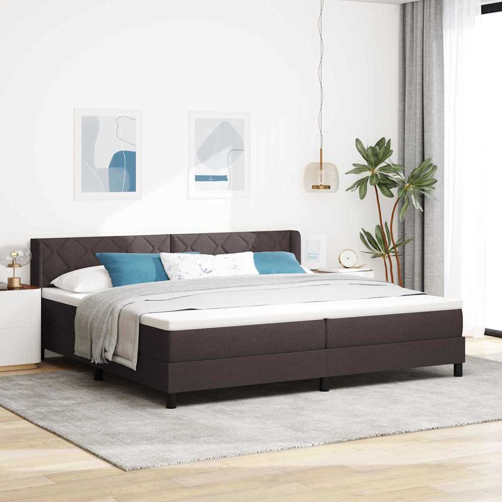 Κρεβάτι με ελατήρια Σκούρο Καφέ 200 x 200 cm Πολυεστέρας - Pakobazaar