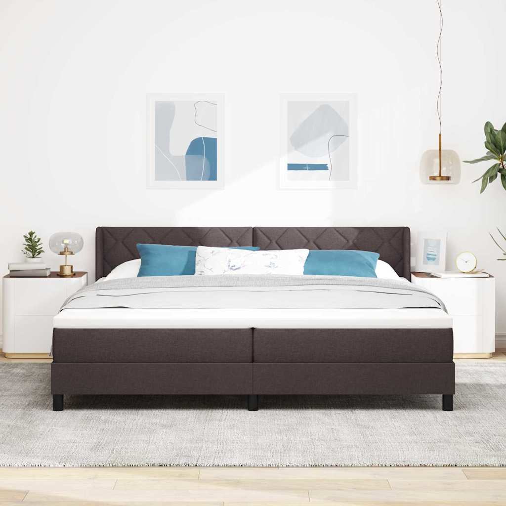 Κρεβάτι με ελατήρια Σκούρο Καφέ 200 x 200 cm Πολυεστέρας - Pakobazaar