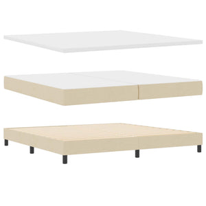 Κρεβάτι με ελατήρια με κεφαλάρι Κρεμ 200 x 200 cm ύφασμα