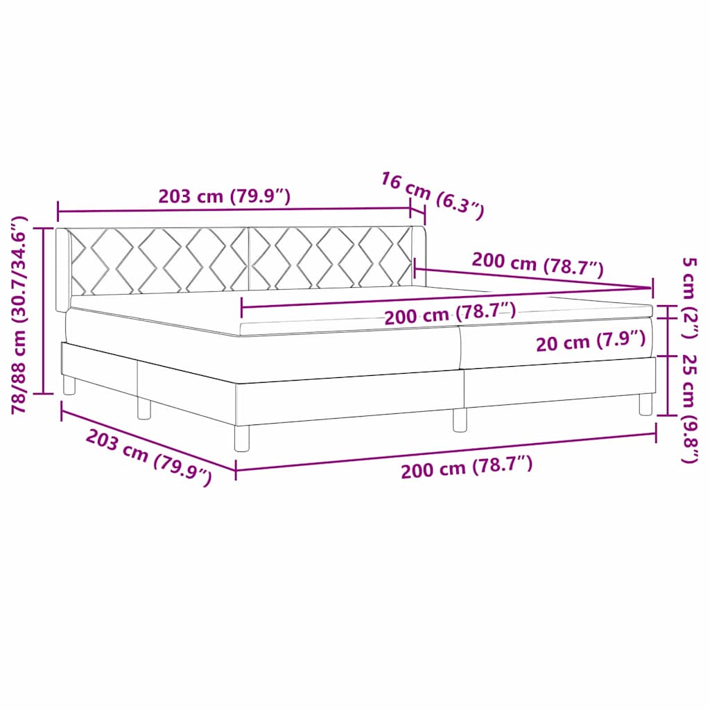 Κρεβάτι με ελατήρια με στρώμα Κρεμ 200 x 200 cm Πολυεστέρας - Pakobazaar