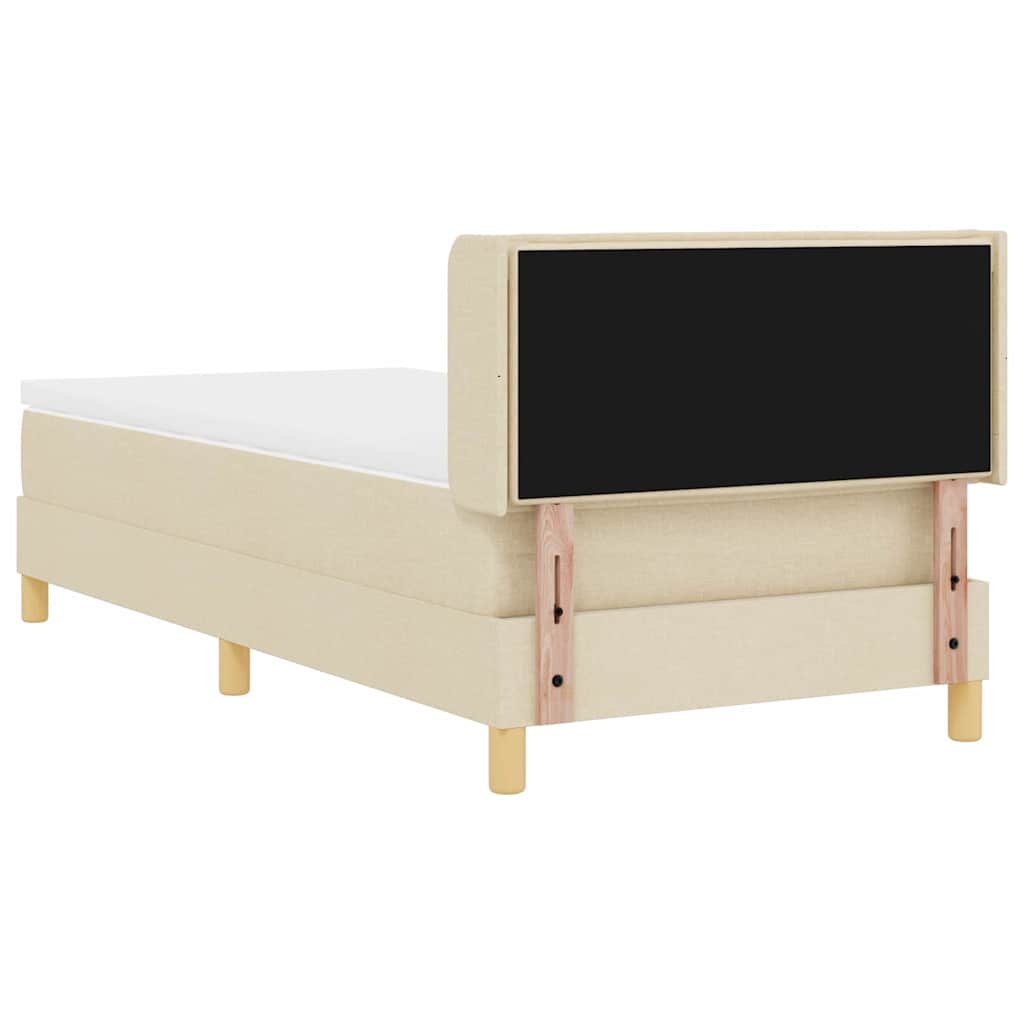 Κρεβάτι με Ελατήρια με στρώμα Κρεμ 90 x 190 cm ύφασμα - Pakobazaar