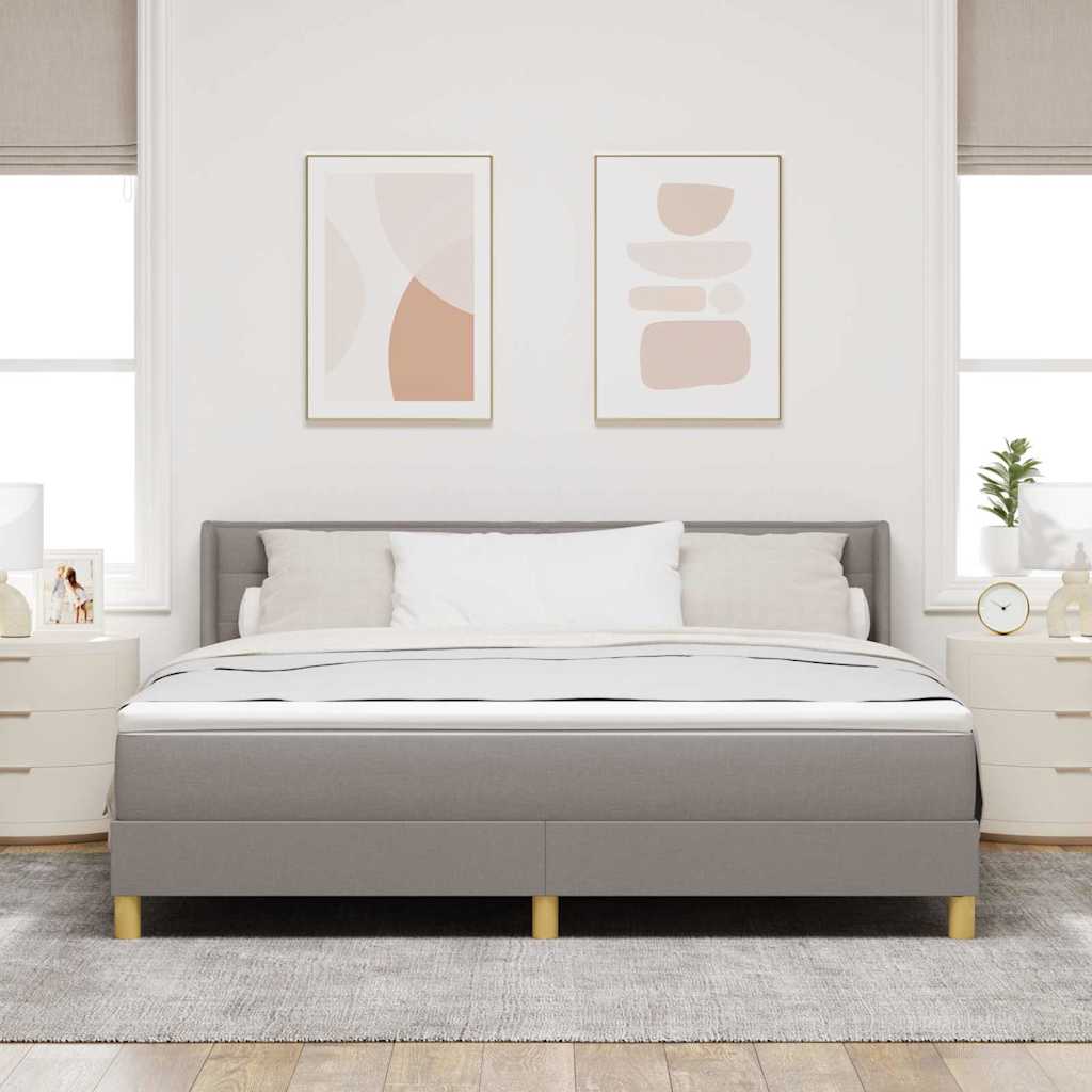 Κρεβάτι με ελατήρια με στρώμα Taupe 200 x 180 cm ύφασμα - Pakobazaar
