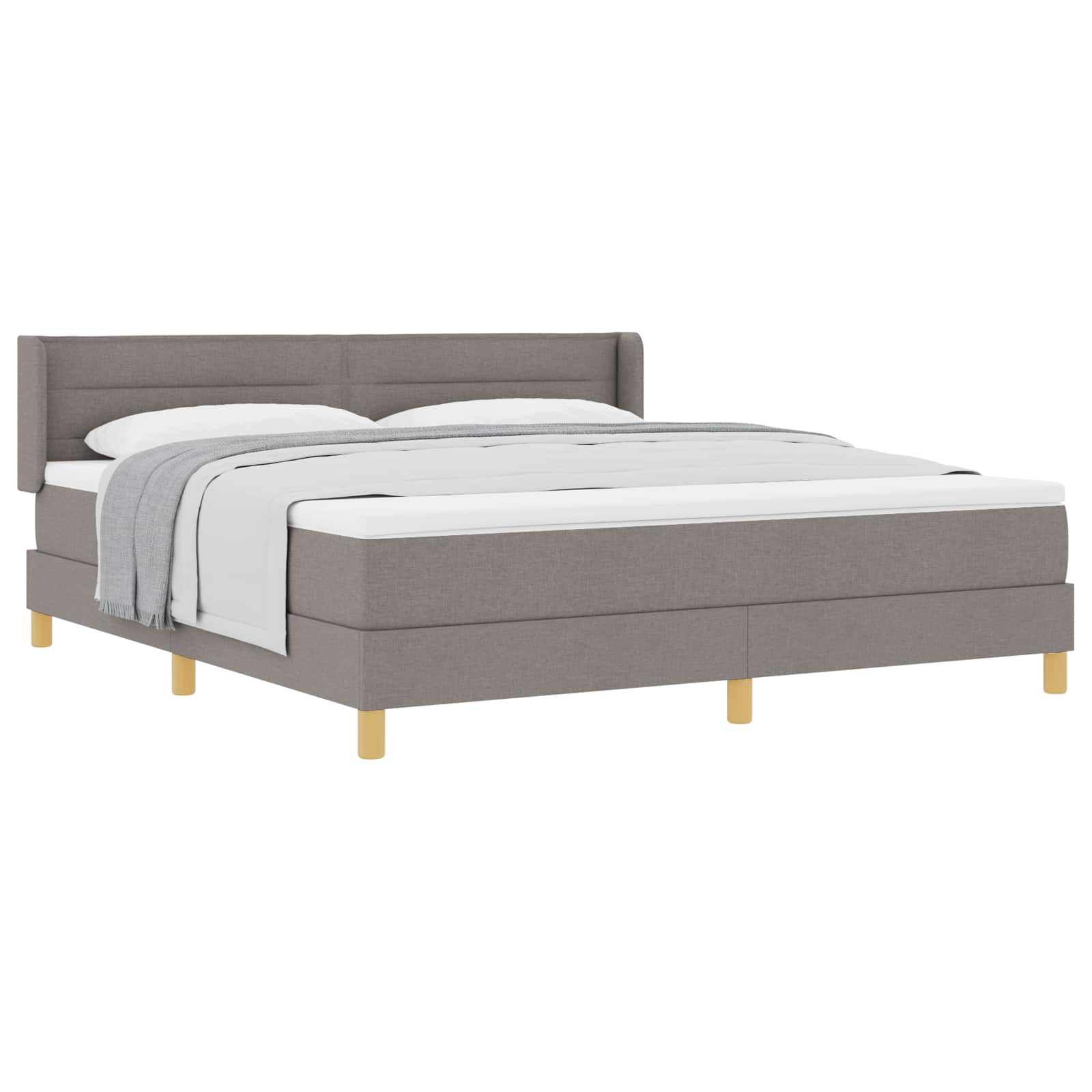 Κρεβάτι με ελατήρια με στρώμα Taupe 200 x 180 cm ύφασμα - Pakobazaar