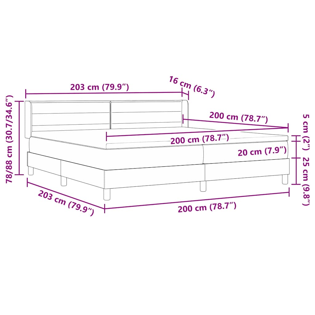 Κρεβάτι με ελατήρια Σκούρο Καφέ 200 x 200 cm Πολυεστέρας - Pakobazaar