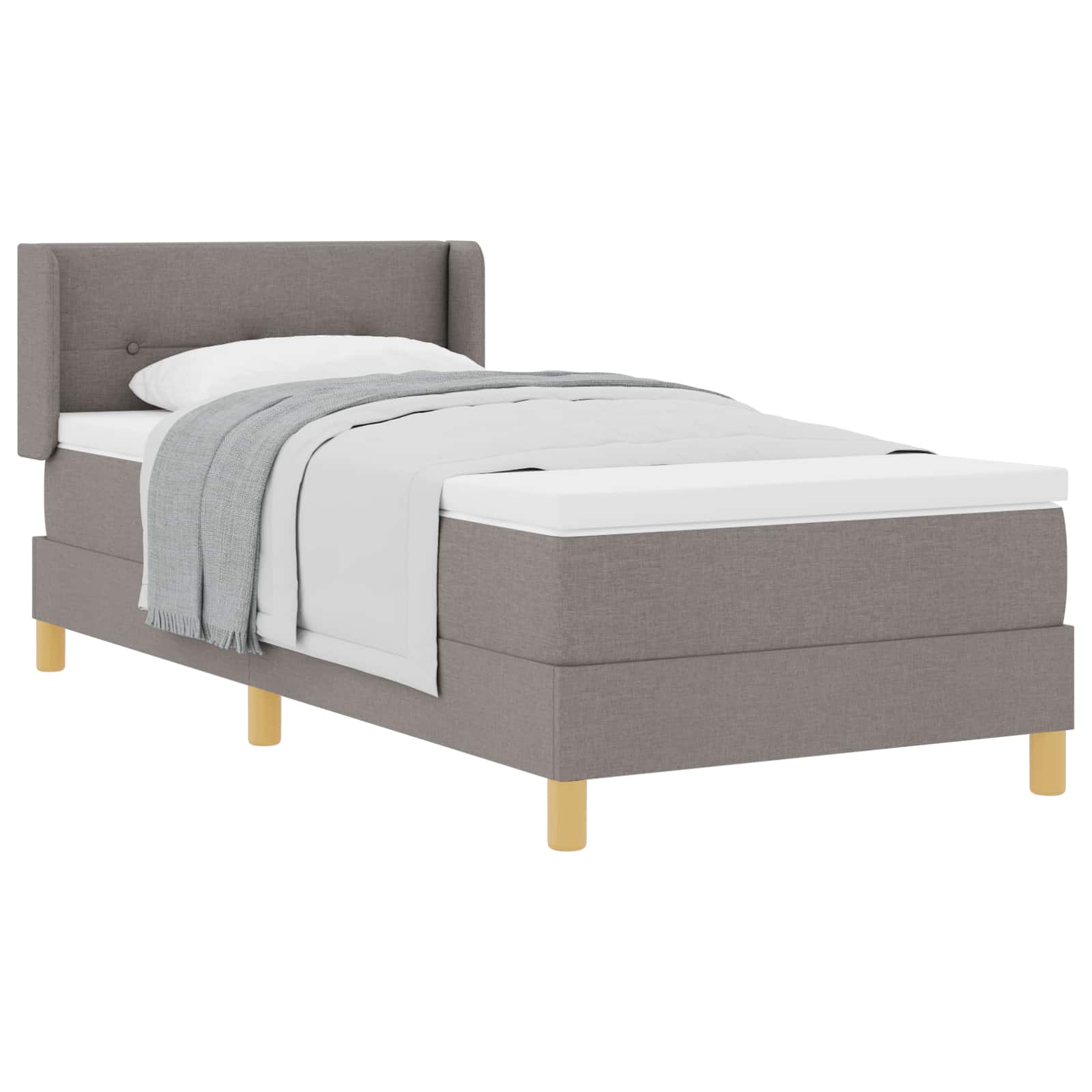 Κρεβάτι με ελατήρια με κεφαλάρι Taupe 190 x 90 cm ύφασμα - Pakobazaar