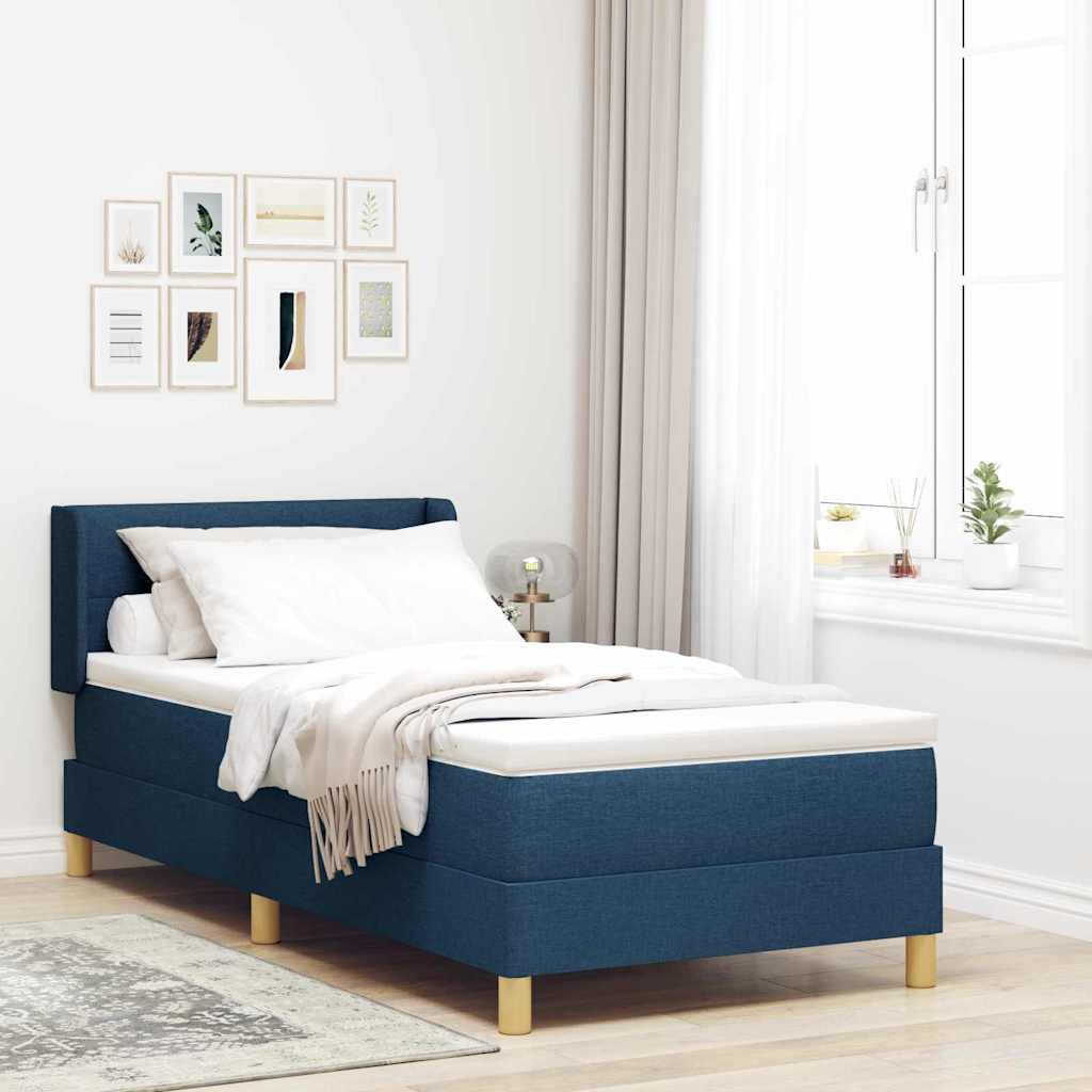 Κρεβάτι με ελατήρια με κεφαλάρι Μπλε 190 x 90 cm ύφασμα