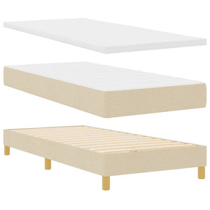 Κρεβάτι με ελατήρια με κεφαλάρι Κρεμ 200 x 100 cm ύφασμα - Pakobazaar