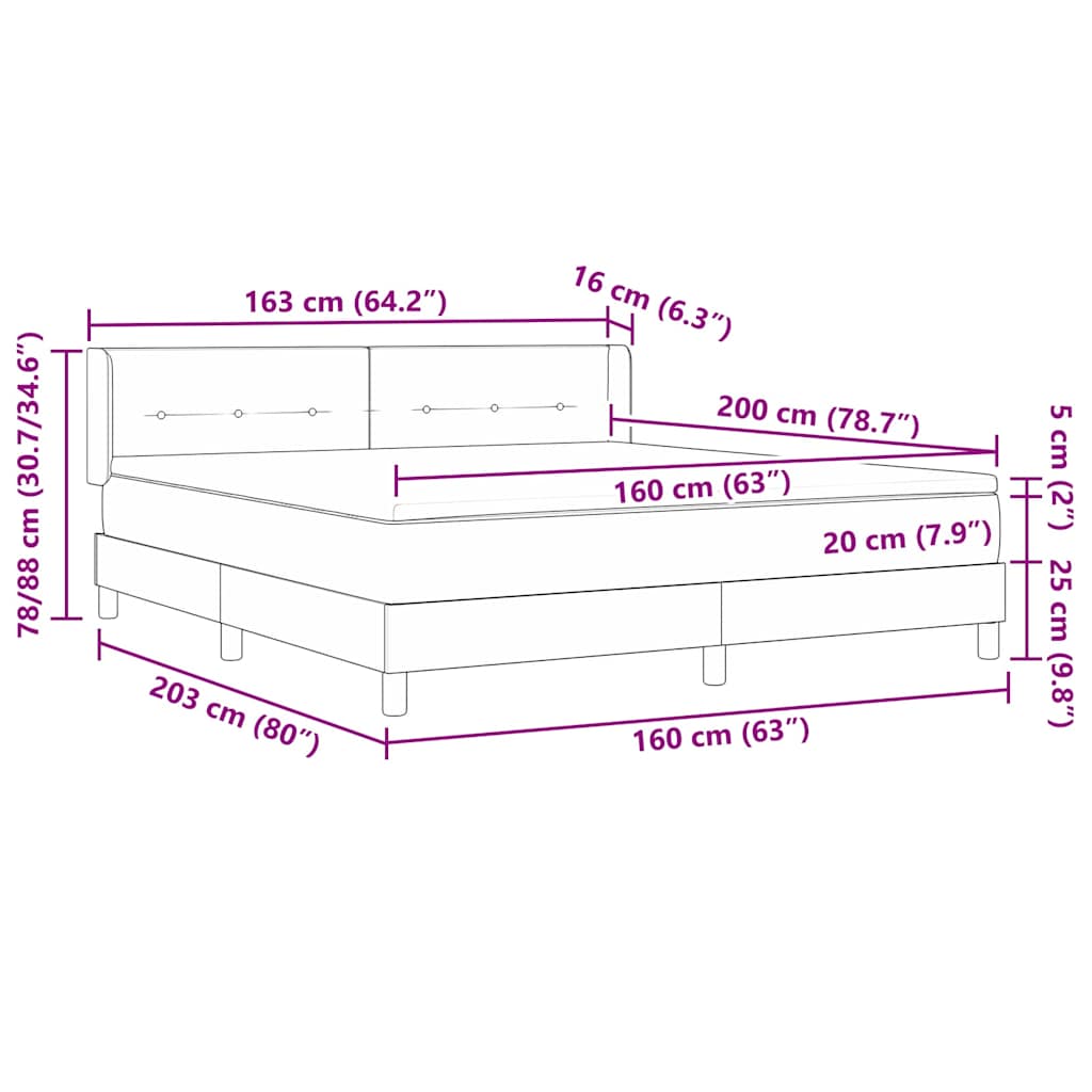 Κρεβάτι με Ελατήρια με στρώμα Taupe 160 x 200 cm ύφασμα - Pakobazaar