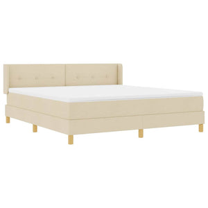 Κρεβάτι με ελατήρια με κεφαλάρι Κρεμ 200 x 180 cm ύφασμα