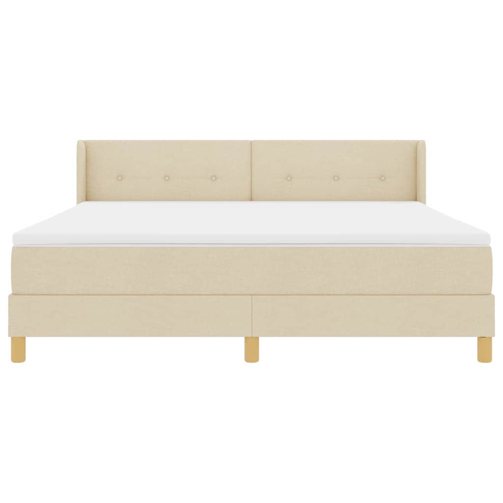 Κρεβάτι με ελατήρια με κεφαλάρι Κρεμ 200 x 180 cm ύφασμα