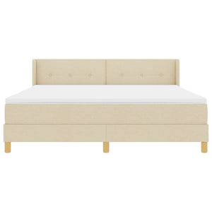 Κρεβάτι με ελατήρια με κεφαλάρι Κρεμ 200 x 180 cm ύφασμα