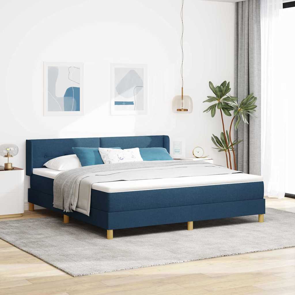 Κρεβάτι με ελατήρια με κεφαλάρι Μπλε 200 x 180 cm ύφασμα - Pakobazaar