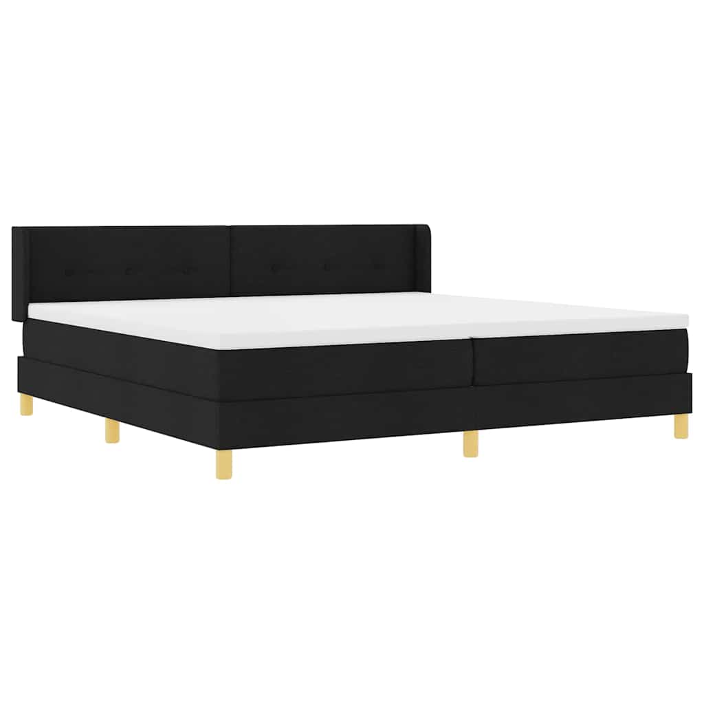 Κρεβάτι με ελατήρια με κεφαλάρι Μαύρο 200 x 200 cm ύφασμα - Pakobazaar